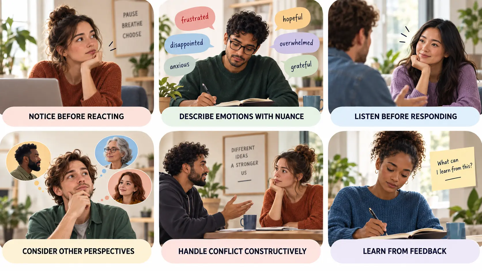 Behavioral patterns that may reflect stronger emotional intelligence skills