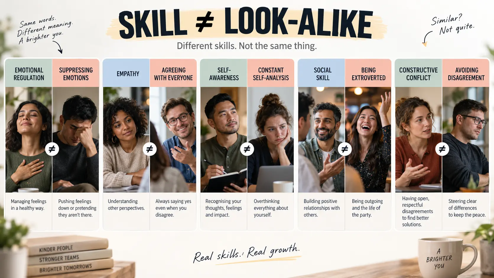 Differences between emotional intelligence skills and common look-alike behaviors