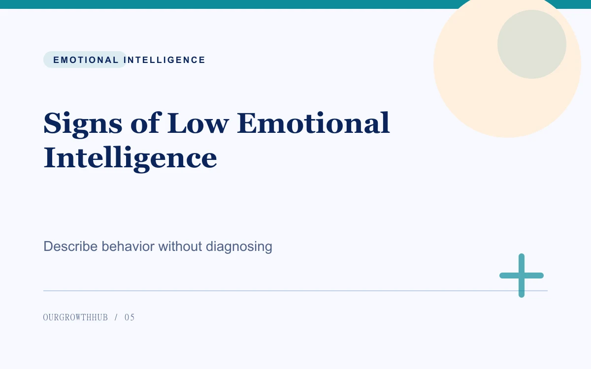 Signs of Low Emotional Intelligence — Describe behavior without diagnosing.