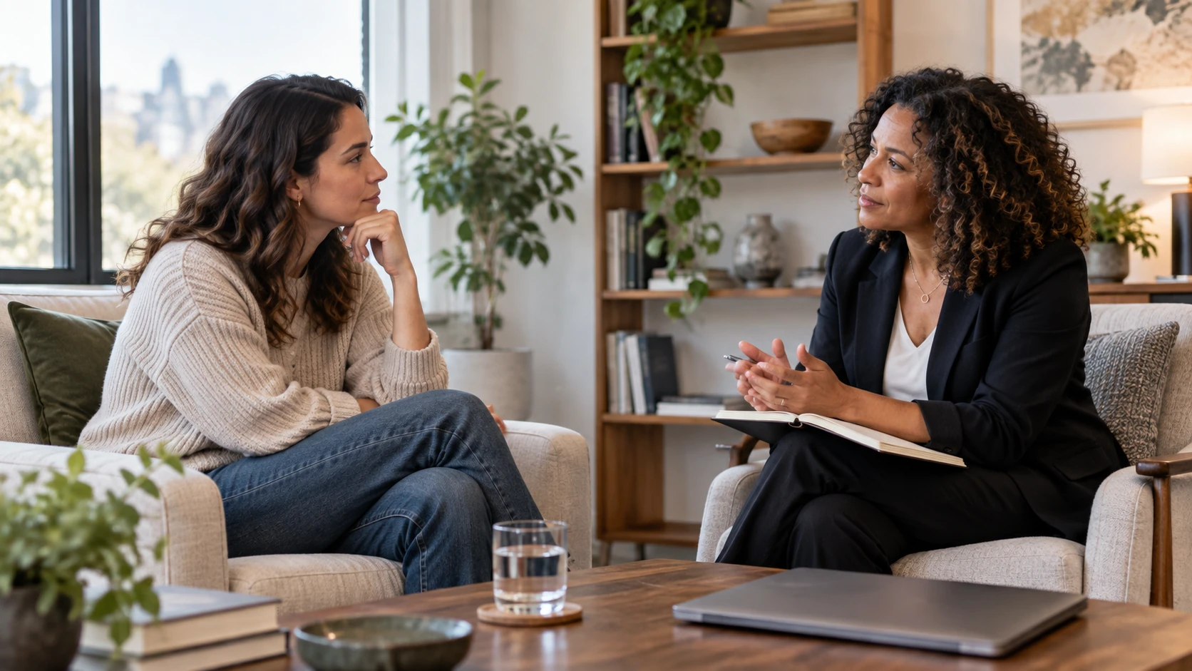 Prospective client having an introductory conversation with a life coach