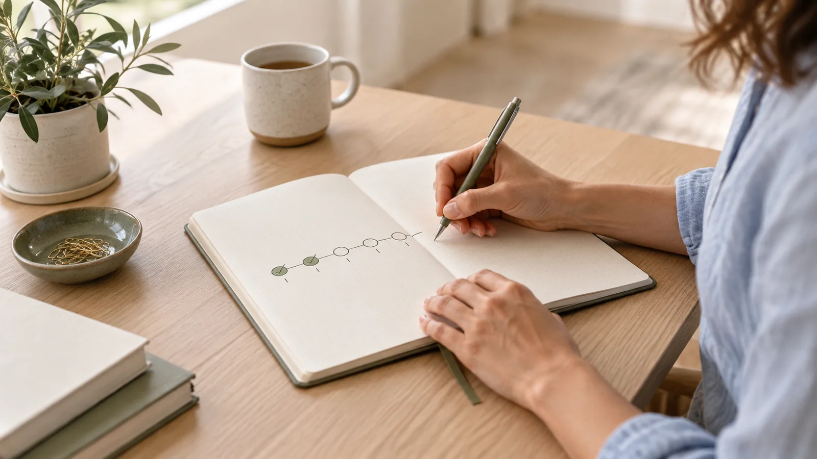 Person organizing SMART goals and measurable milestones